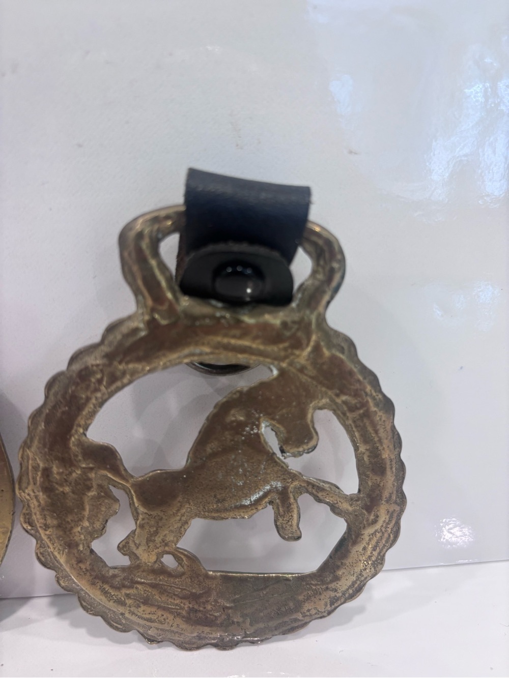 Vintage brass horse brass harness medallion English equestrian harness ornament - Picture 3 of 4